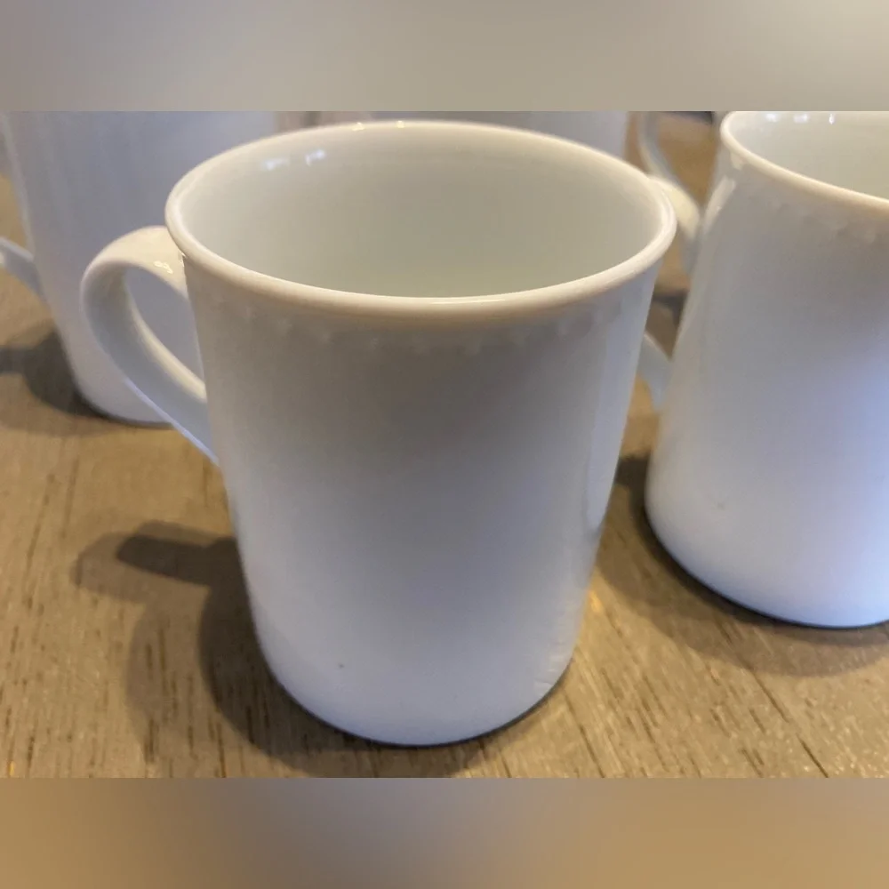 Crate & Barrel Staccato White Coffee Tea Mug Cup Kathleen Willis Japan Set 5 VTG
